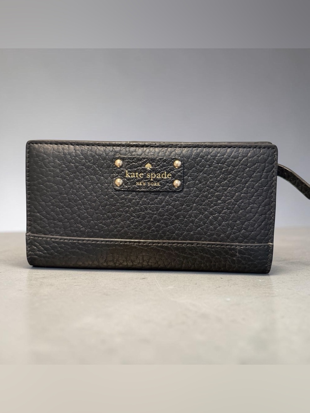 Kate Spade Bay Street Stacy Black Pebbled Leather Wallet